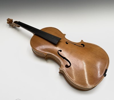 Lot 103 - A pale mahogany viola with inlaid purfling....