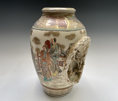 Lot 69 - A Japanese satsuma pottery vase, 19th century,...