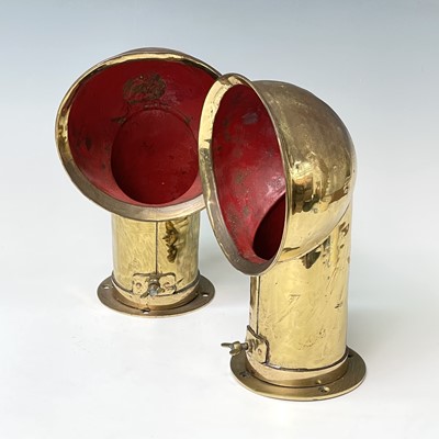Lot 96 - Two vintage brass ships ventilation ducts,...