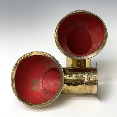 Lot 96 - Two vintage brass ships ventilation ducts,...