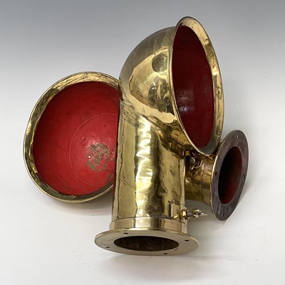 Lot 96 - Two vintage brass ships ventilation ducts,...