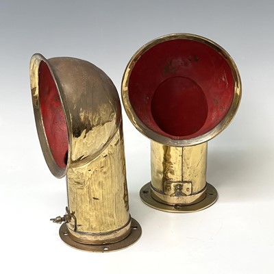 Lot 96 - Two vintage brass ships ventilation ducts,...