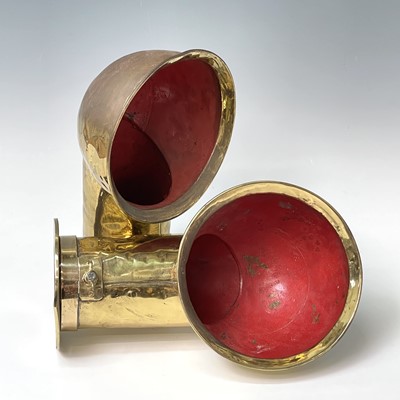 Lot 96 - Two vintage brass ships ventilation ducts,...