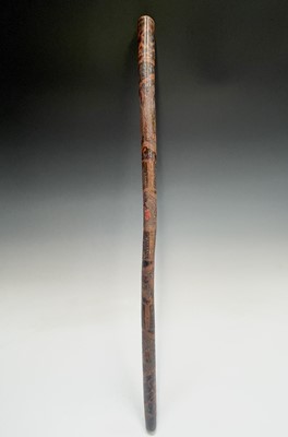 Lot 105 - A Chinese carved bamboo walking cane, early...