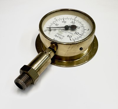 Lot 111 - Six assorted maritime brass pressure gauges,...