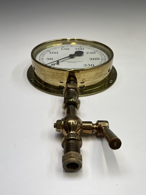 Lot 111 - Six assorted maritime brass pressure gauges,...