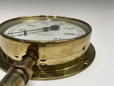 Lot 111 - Six assorted maritime brass pressure gauges,...