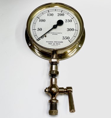 Lot 111 - Six assorted maritime brass pressure gauges,...