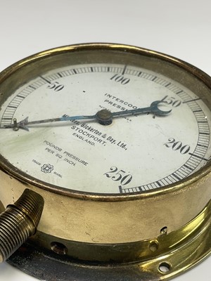 Lot 111 - Six assorted maritime brass pressure gauges,...