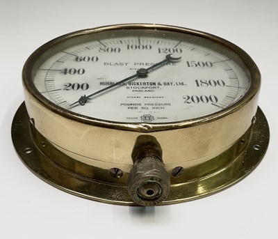 Lot 111 - Six assorted maritime brass pressure gauges,...