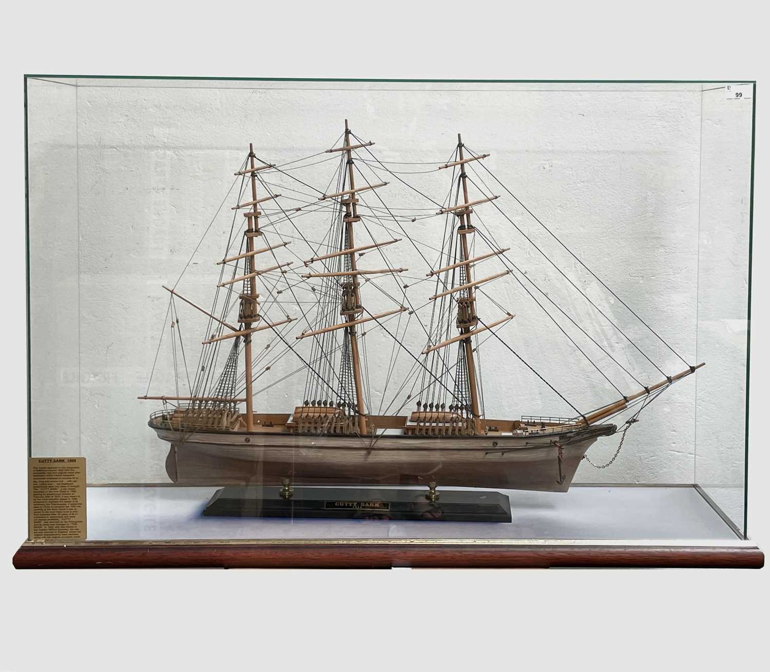 Lot 99 - A wooden model of the Cutty Sark, with stained...