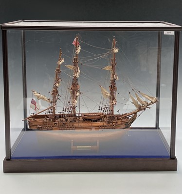 Lot 101 - A wooden model of HMS Bounty, with deck...