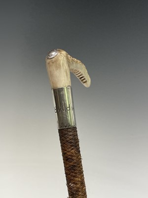 Lot 54 - A Swaine hunting whip, with antler grip,...