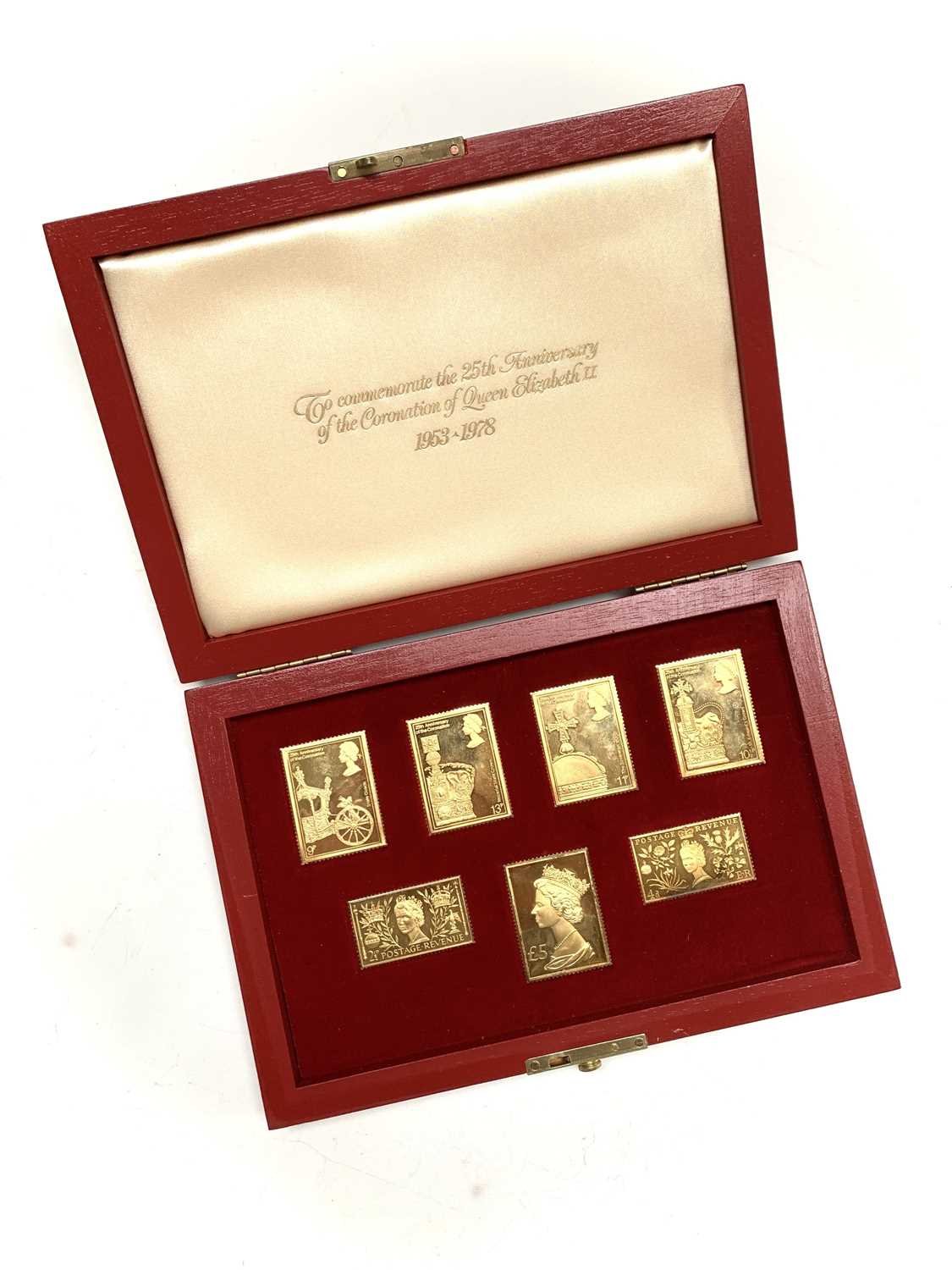 Lot 30 - A cased set of Coronation silver-gilt replica...