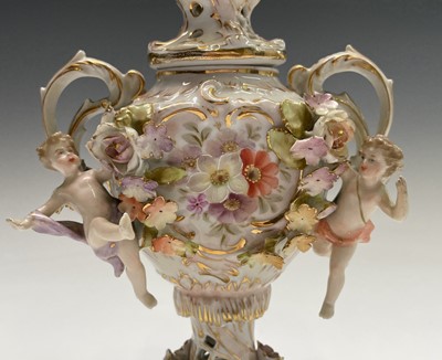 Lot 818 - An early 20th century Dresden porcelain twin...