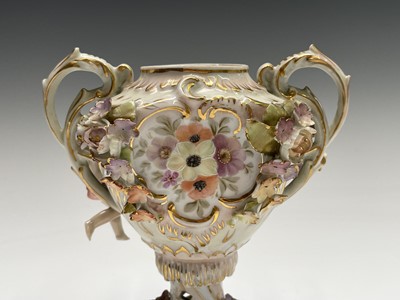 Lot 818 - An early 20th century Dresden porcelain twin...