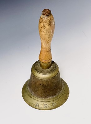 Lot 285 - World War Two Air Raid Patrol Hand Bell. A...