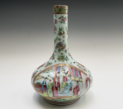 Lot 120 - A Chinese Canton celadon porcelain bottle vase,...