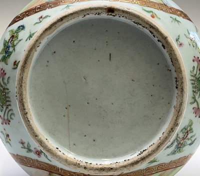 Lot 120 - A Chinese Canton celadon porcelain bottle vase,...