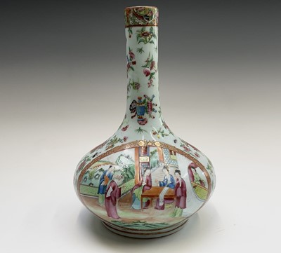 Lot 120 - A Chinese Canton celadon porcelain bottle vase,...