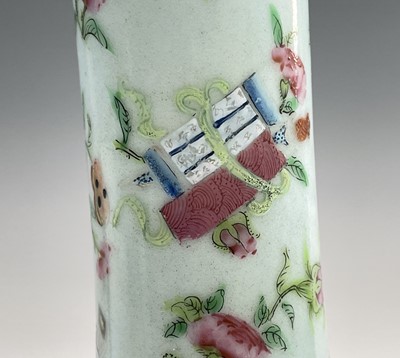 Lot 120 - A Chinese Canton celadon porcelain bottle vase,...