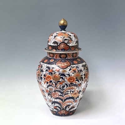 Lot 123 - A large Japanese Imari porcelain baluster vase...