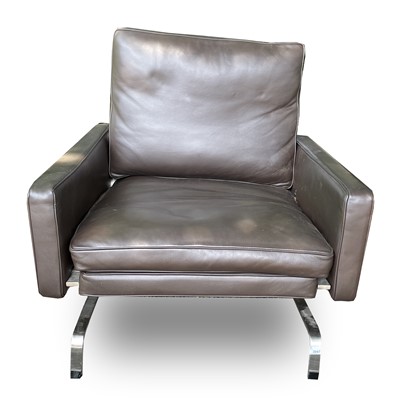 Lot 3047 - A contemporary stainless steel and leather...