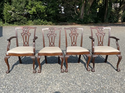 Lot 3055 - A set of four George III style mahogany dining...