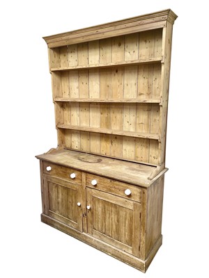 Lot 206 - A pine dresser, circa 1900, height 237cm,...