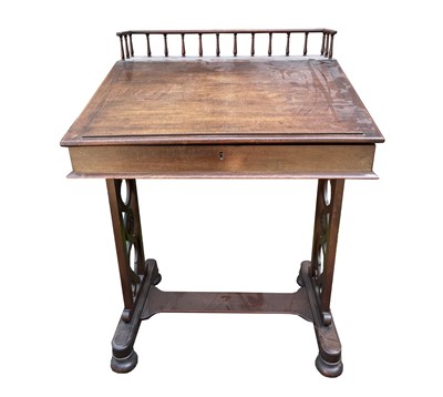 Lot 3059 - A Regency mahogany clerk's desk, with spindle...