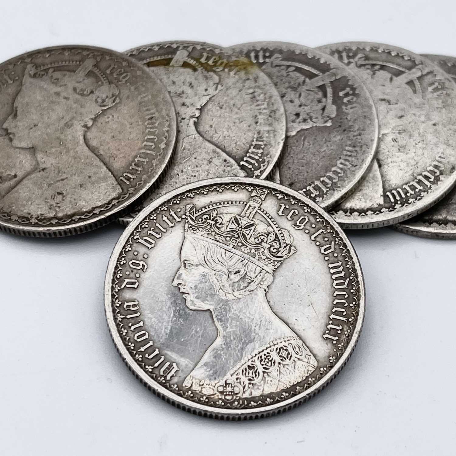 Lot 34 - Great Britain Queen Victoria Gothic 2/- coins...