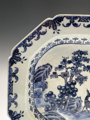 Lot 74 - A Chinese blue and white meat plate, Qianlong...