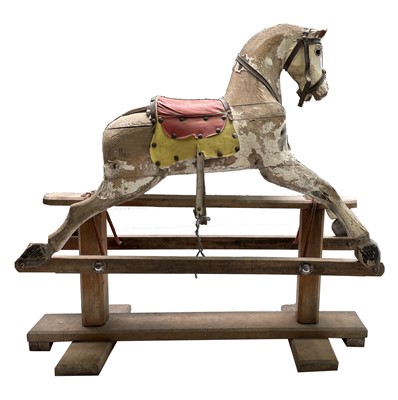 Lot 146 - A pine and painted rocking horse, circa 1930,...