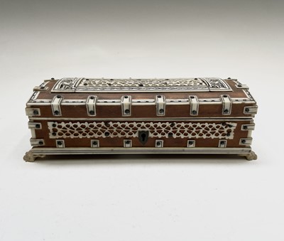 Lot 1027 - An Anglo-Indian ivory mounted fruitwood box,...