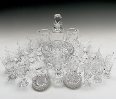 Lot 871 - A cut glass decanter, two sets of six whisky...