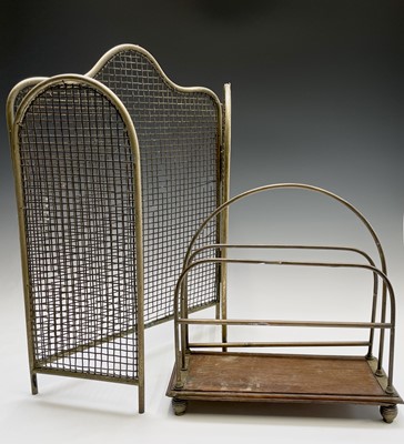 Lot 421 - An Edwardian brass and ash magazine rack,...