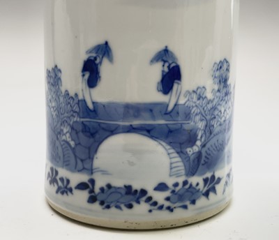 Lot 150 - Two Chinese porcelain blue white cylindrical...