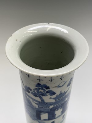 Lot 150 - Two Chinese porcelain blue white cylindrical...