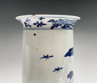 Lot 150 - Two Chinese porcelain blue white cylindrical...