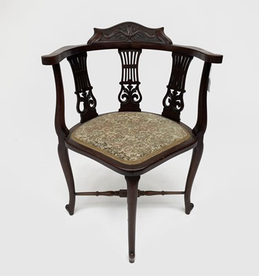 Lot 3075 - An Edwardian mahogany corner chair, with...