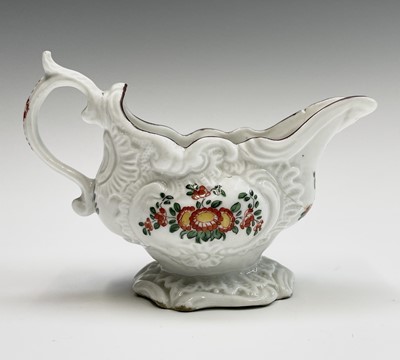 Lot 804 - A Plymouth porcelain rococo sauceboat, William...