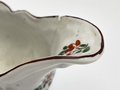 Lot 804 - A Plymouth porcelain rococo sauceboat, William...