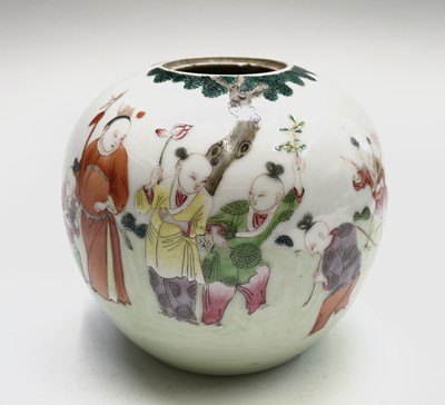 Lot 100 - A Chinese famille rose porcelain candy jar,...