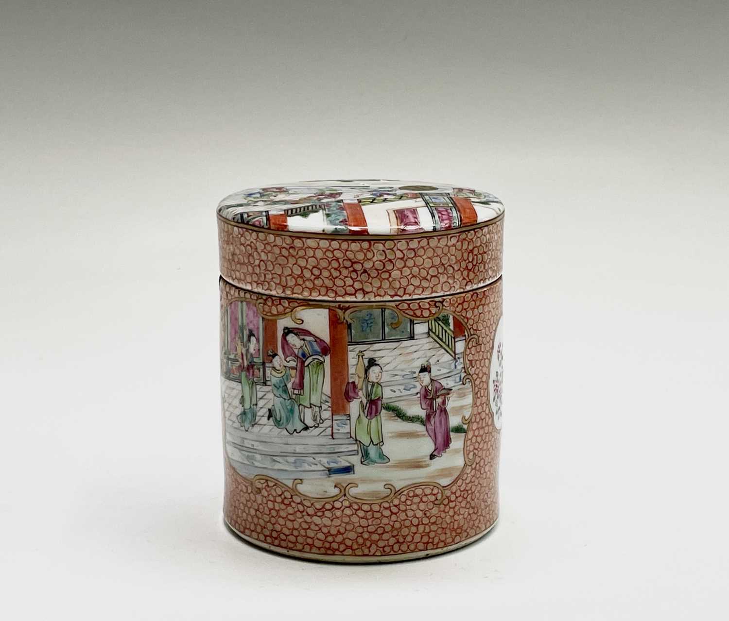Lot 96 - A Chinese famille rose porcelain tea jar and...