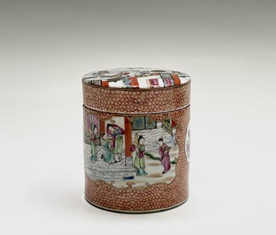 Lot 110 - A Chinese famille rose porcelain tea jar and...