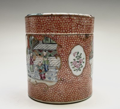 Lot 96 - A Chinese famille rose porcelain tea jar and...