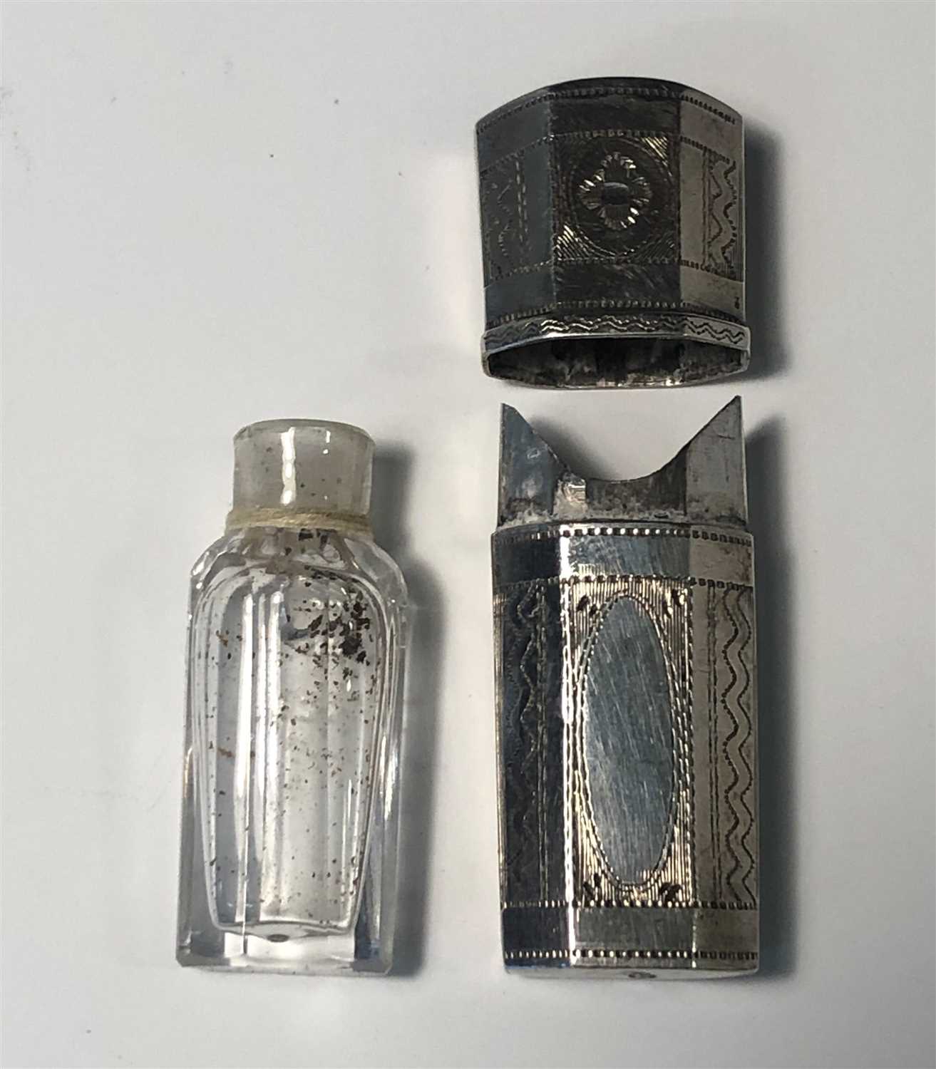 Lot 2012 - An English silver miniature perfume bottle