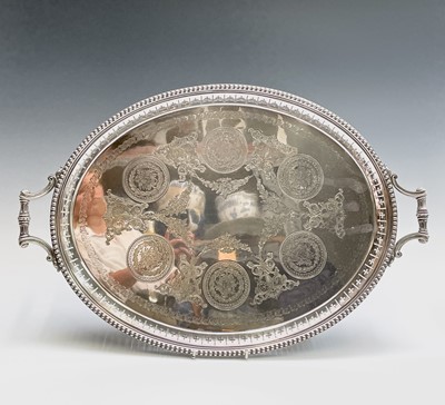 Lot 173 - A late Victorian silver plated oval tray,...