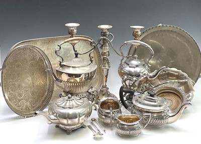 Lot 174 - A Victorian silver plated spirit kettle on...