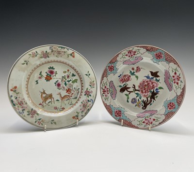 Lot 165 - Two Chinese famille rose porcelain plates,...